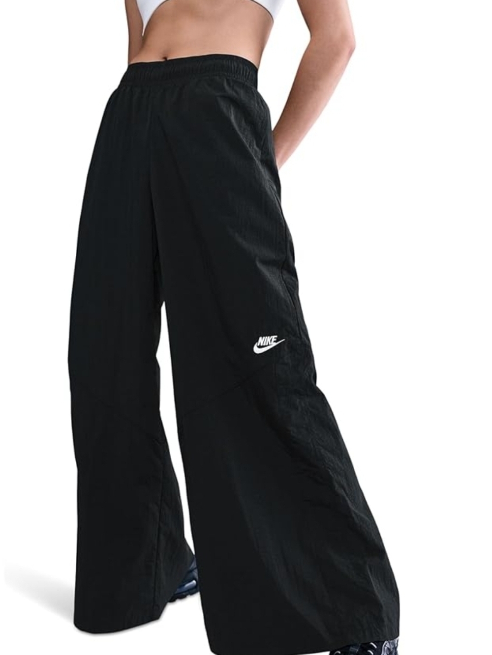 Nike NWT Black Wide-Leg Nylon Track Pants Small